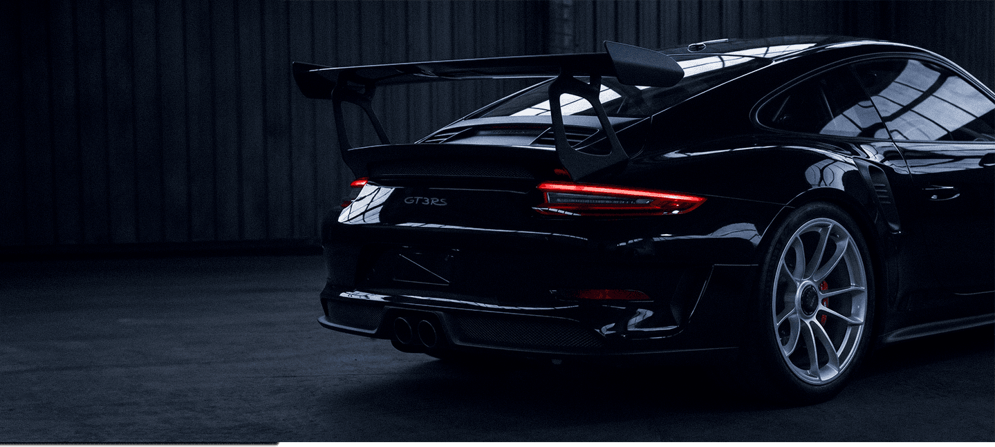 Porsche GT3 negro con alerón, proyecto Dark Performance